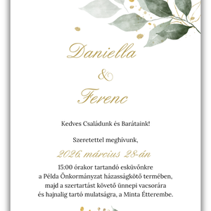 Zöld leveles, Greenery esküvői meghívó - esküvő - meghívó & kártya - meghívó - Meska.hu