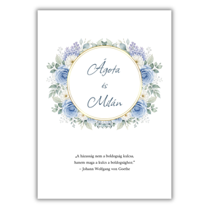Akvarell kék virágos esküvői meghívó - esküvő - meghívó & kártya - meghívó - Meska.hu