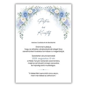 Akvarell kék virágos esküvői meghívó - esküvő - meghívó & kártya - meghívó - Meska.hu