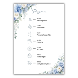 Akvarell kék virágos esküvői meghívó - esküvő - meghívó & kártya - meghívó - Meska.hu