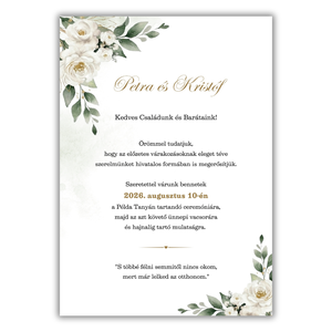 Greenary és fehér virágos esküvői meghívó - esküvő - meghívó & kártya - meghívó - Meska.hu