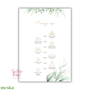 Modern Greenery Esküvői Meghívó Idővonallal � Eukaliptusz és Páfrány - esküvő - meghívó & kártya - meghívó - Meska.hu