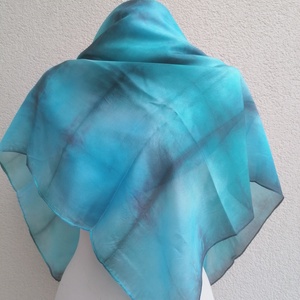 égetett türkiz selyemkendő 90x90 - ruha & divat - sál, sapka, kendő - kendő - Meska.hu
