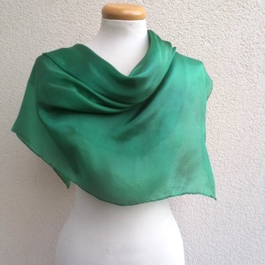 zöld selyemkendő 90x90cm, Ruha & Divat, Sál, Sapka, Kendő, Kendő, Selyemfestés, MESKA