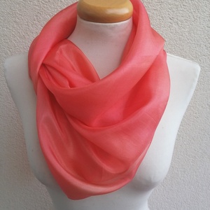 korall selyemkendő 90x90cm, Ruha & Divat, Sál, Sapka, Kendő, Kendő, Selyemfestés, MESKA