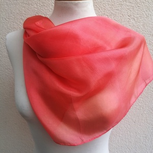 korall selyemkendő 90x90cm - ruha & divat - sál, sapka, kendő - kendő - Meska.hu