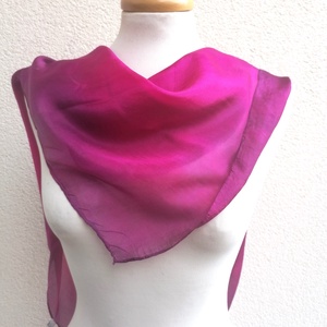 magenta átmenet selyemkendő 90x90cm, Ruha & Divat, Sál, Sapka, Kendő, Kendő, Selyemfestés, MESKA