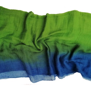 zöld és kék nagy géz-sál  - ruha & divat - sál, sapka, kendő - sál - Meska.hu