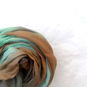 türkizes barnás selyemsál STÓLA méretben, Ruha & Divat, Sál, Sapka, Kendő, Sál, Festett tárgyak, MESKA