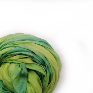 zöld duett selyemsál STÓLA méretben, Ruha & Divat, Sál, Sapka, Kendő, Sál, Festett tárgyak, MESKA