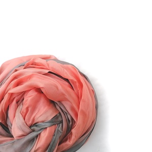 korall, füst selyemsál STÓLA méretben, Ruha & Divat, Sál, Sapka, Kendő, Sál, Festett tárgyak, MESKA