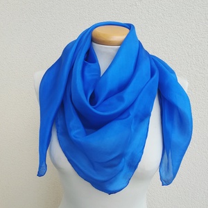 azúrkék selyemkendő 90x90, Ruha & Divat, Sál, Sapka, Kendő, Kendő, Selyemfestés, MESKA