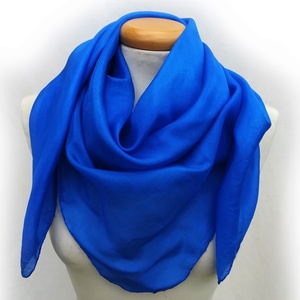 királykék selyemkendő 90x90, Ruha & Divat, Sál, Sapka, Kendő, Kendő, Selyemfestés, MESKA