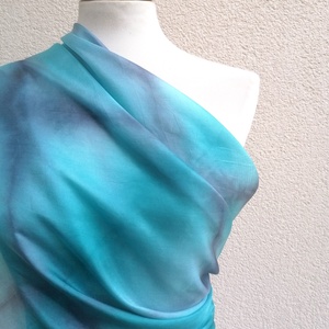 türkiz duó selyemkendő 90x90 - ruha & divat - sál, sapka, kendő - kendő - Meska.hu