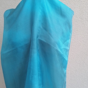 türkiz átmenet selyemkendő 90x90 - ruha & divat - sál, sapka, kendő - kendő - Meska.hu