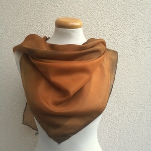 barna átmenet selyemkendő 90x90cm, Ruha & Divat, Sál, Sapka, Kendő, Kendő, Selyemfestés, MESKA