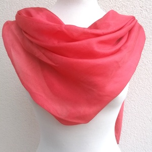 korall selyemkendő 90x90cm, Ruha & Divat, Sál, Sapka, Kendő, Kendő, Selyemfestés, MESKA