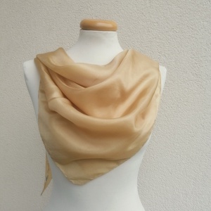 bézs selyemkendő 90x90cm, Ruha & Divat, Sál, Sapka, Kendő, Kendő, Selyemfestés, MESKA