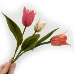 nemez tulipán, virágdísz  drótszálon  - otthon & lakás - dekoráció - virágdísz és tartó - csokor & virágdísz - Meska.hu