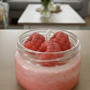 Málna illatú üveg gyertya  - Meska.hu