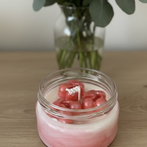  Cseresznye illatú üveg gyertya, Otthon & Életmód, Gyertya, illat, aroma, Gyertya, Gyertya-, mécseskészítés, MESKA