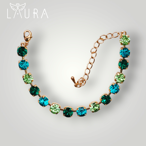 Emerald, peridot, zircon blue kristály karkötő , Ékszer, Karkötő, Karperec, Ékszerkészítés, MESKA