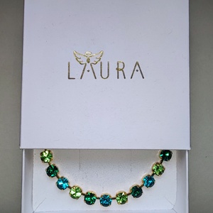 Emerald, peridot, zircon blue kristály karkötő  - ékszer - karkötő - karperec - Meska.hu