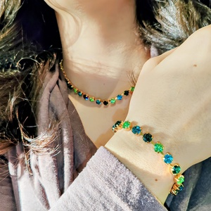 Emerald, peridot, zircon blue kristály karkötő  - ékszer - karkötő - karperec - Meska.hu