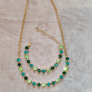 Emerald, peridot, zircon blue kristály karkötő  - ékszer - karkötő - karperec - Meska.hu