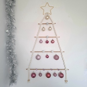 Makramé díszíthető fali karácsonyfa, Karácsony, Karácsonyi lakásdekoráció, Karácsonyfa, grincsfa, Csomózás, MESKA