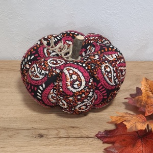 Őszi varrott tök dekoráció /12 cm/, Otthon & Életmód, Dekoráció, Halloween, Halloweeni tök, Varrás, MESKA