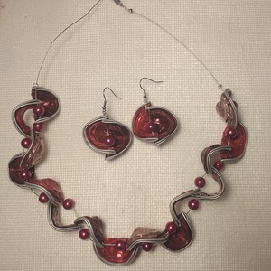 Nespresso kávékapszula ékszerszett piros, bordó kapszulákból, Ékszer, Ékszerszett, Újrahasznosított alapanyagból készült termékek, MESKA