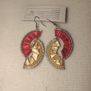 Nespresso kávékapszula fülbevaló piros és arany kapszulából, Ékszer, Fülbevaló, Lógó fülbevaló, Újrahasznosított alapanyagból készült termékek, MESKA