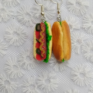 Hot dog formájú fülbevaló - Meska.hu