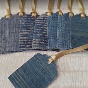 Ajándékkísérő kék-türkíz-arany - otthon & életmód - papír, írószer - ajándékozás kellékei - ajándékkísérő - Meska.hu