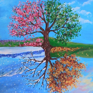 AKCIÓ - Évszakok - akril festmény -  - Meska.hu