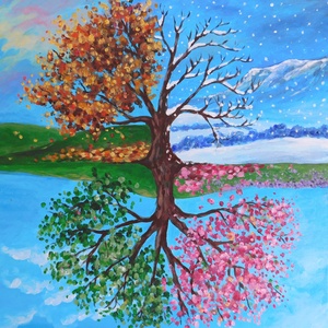 AKCIÓ - Évszakok - akril festmény -  - Meska.hu