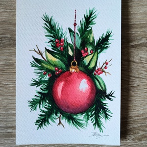 Kézzel festett téli karácsonyi képeslap - nem print! - Meska.hu