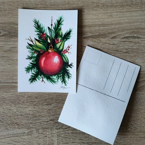 Kézzel festett téli karácsonyi képeslap - nem print! - karácsony - karácsonyi ajándékozás - karácsonyi képeslap, üdvözlőlap, ajándékkísérő - Meska.hu