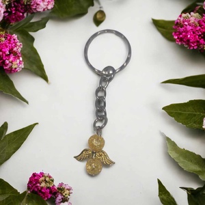 Roppantott arany aura kvarc angyal kulcstartó, Táska & Tok, Kulcstartó & Táskadísz, Kulcstartó, , MESKA