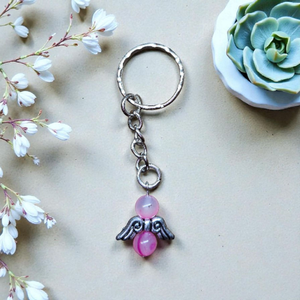 Rózsaszín achát angyal kulcstartó, Táska & Tok, Kulcstartó & Táskadísz, Kulcstartó, , MESKA