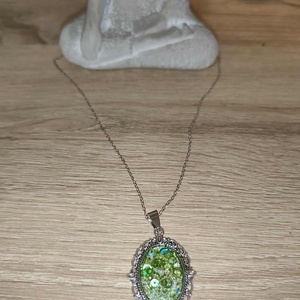 Csodaszép  vintage hatású  zöld csillogós nyaklánc, Ékszer, Nyaklánc, Hosszú nyaklánc, Mindenmás, MESKA