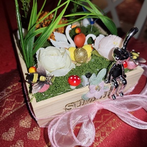 Húsvéti nyuszis hattyús box, Otthon & Életmód, Dekoráció, Asztal és polc dekoráció, Asztaldísz, Mindenmás, MESKA