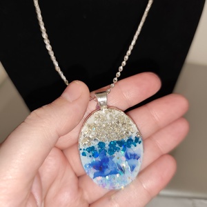 Kék virágos nyaklánc , Ékszer, Nyaklánc, Medálos nyaklánc, Mindenmás, MESKA