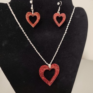Valentin szivecskés nyakl�nc és fülbevaló szett  - ékszer - ékszerszett - Meska.hu