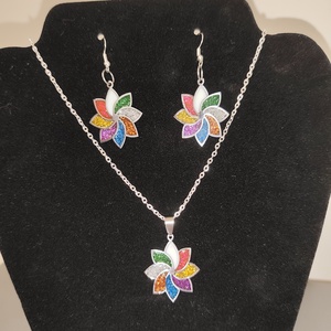 Színes virág ékszerszett, Ékszer, Nyaklánc, Medálos nyaklánc, Mindenmás, MESKA