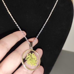 Sárga szárított virágos nyakl�nc  - ékszer - nyaklánc - medálos nyaklánc - Meska.hu