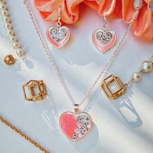 Pink ezüst szív nyakl�nc szett, Ékszer, Ékszerszett, Mindenmás, MESKA