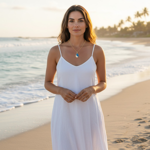 Toj�s alakú kék nyakl�nc  - ékszer - nyaklánc - medálos nyaklánc - Meska.hu