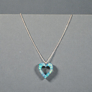 Kék szivecskés nyakl�nc és fülbevaló szett  - ékszer - nyaklánc - medálos nyaklánc - Meska.hu